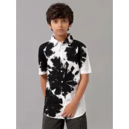 Under Fourteen Only Kids Black & White Cotton Printed Shirt-picture-35