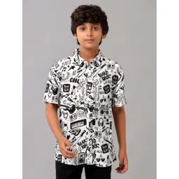 Under Fourteen Only Kids Black & White Printed Shirt-picture-36