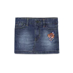 Under Fourteen Only Kids Blue Embroidered Skirt-picture-31