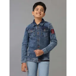 Under Fourteen Only Kids Blue Washed Full Sleeves Jacket-picture-17