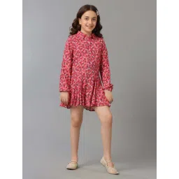 Under Fourteen Only Kids Coral Printed Full Sleeves Dress-picture-15