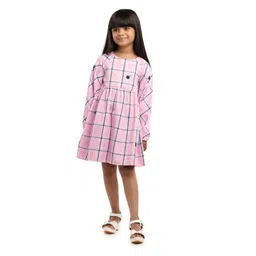 UNDER FOURTEEN ONLY Kids-Girls Checked Fit & Flare Dress-picture-38