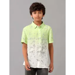 Under Fourteen Only Kids Green & White Printed Shirt-picture-34