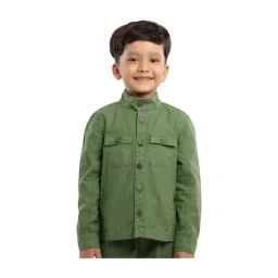 Under Fourteen Only Kids Green Cotton Regular Fit Full Sleeves Shirt-picture-32