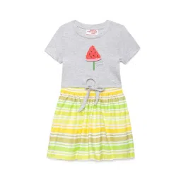 Under Fourteen Only Kids Grey & Yellow Printed Dress-image-39