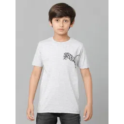 Under Fourteen Only Kids Grey Melange Printed T-Shirt-picture-44