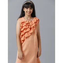 Under Fourteen Only Kids Orange Cotton Regular Fit Dress-picture-22