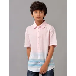 Under Fourteen Only Kids Pink & Blue Cotton Striped Shirt-picture-29