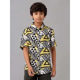 Under Fourteen Only Kids Yellow & Grey Printed Shirt-image-32