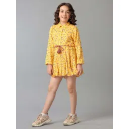Under Fourteen Only Kids Yellow Printed Full Sleeves Dress-picture-18