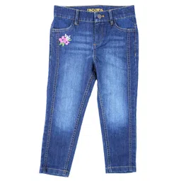 Under Fourteen Only Mild Washed & Floral Embroidered Jeans - Blue-picture-34