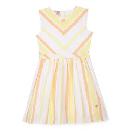 under fourteen only UNDER FOURTEEN Girls Striped Fit & Flare Above Knee Dress-picture-36