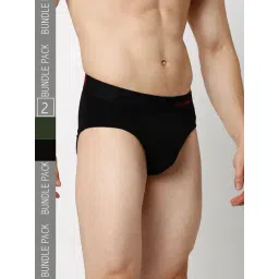 UnderJeans by Spykar Black & Olive Regular Fit Briefs - Pack of 2-picture-48
