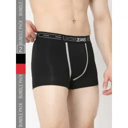 UnderJeans by Spykar Black & Red Regular Fit Striped Trunks - Pack of 2-picture-39