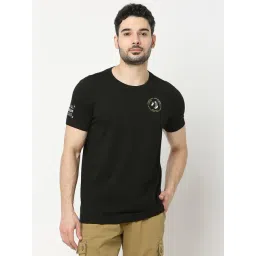 UnderJeans by Spykar Black Regular Fit Logo Print Cotton Crew T-Shirt-picture-18
