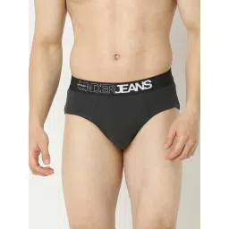 UnderJeans by Spykar Dark Grey Regular Fit Briefs - Pack of 2-image-13