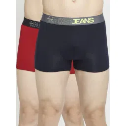 UnderJeans by Spykar Maroon & Navy Regular Fit Trunks - Pack Of 2-picture-17