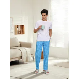UnderJeans by Spykar Men Blue Printed Cotton Woven Lounge Pant-picture-27