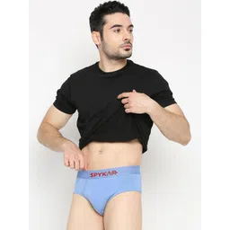 UnderJeans by Spykar Men Blue Solid Basic Briefs image 4