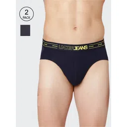UnderJeans by Spykar Men Grey & Navy Blue Pack Of 2 Solid Basic Briefs-picture-11
