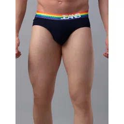 UnderJeans by Spykar Men Navy Blue Solid Cotton Blend Basic Brief-picture-18