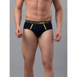 UnderJeans by Spykar Men Navy Blue Solid Cotton Blend Basic Briefs-picture-16