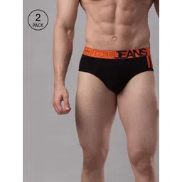 UnderJeans by Spykar Men Pack Of 2 Black Solid Cotton Blend Basic Briefs-picture-41