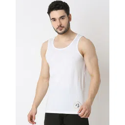 UnderJeans by Spykar Men Pure Cotton Solid Innerwear Vests UJLSTPM029WHITE-picture-34