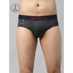 UnderJeans by Spykar Men Solid Pack of 2 Basic Briefs UJ-MBR-PBC007-GREY-picture-42