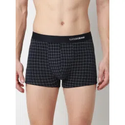 UnderJeans by Spykar Navy Blue Blended Checked Mid Rise Trunks-picture-26