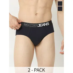 UnderJeans by Spykar Navy Blue Pack of 2 Mid-Rise Basic Briefs UJNPBC055NAVYNAVY-picture-13