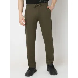 Underjeans By Spykar Olive Cotton Blend Printed Trackpants-picture-27