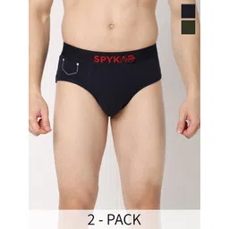 UnderJeans by Spykar Pack Of 2 Basic Briefs UJNTPBC007NAVYOLIVE-picture-41