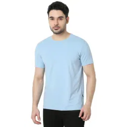 UnderJeans by Spykar Powder Blue Regular Fit Solid T-Shirt-picture-43