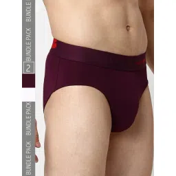 UnderJeans by Spykar Purple & White Regular Fit Briefs - Pack of 2-picture-14