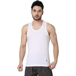 underjeans Men Premium White Cotton Blend Regular Fit Vest-picture-38
