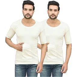 underloop Interlock Grey/Off White/Cream Colour Pocket Vest/GANJI Pack of 2-picture-39