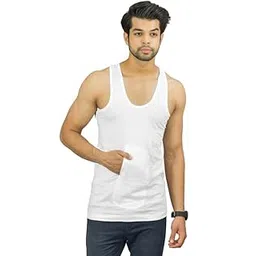 underloop White Combed Cotton Fabric Sleeveless Pocket Vest for Men(Pack of 1)-picture-10