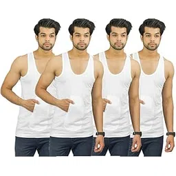 underloop White Combed Cotton Fabric Sleeveless Pocket Vest for Men(Pack of 3)-picture-22