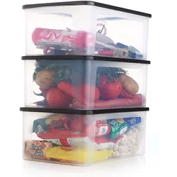 underzone Plastic Stackable Clear Plastic Storage Bins with Black Lids – Durable Organizer Boxes Storage Basket-picture-10