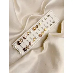 UnfoldSelf Set Of 12 Gold-Plated Artificial Stones and Beads Western Studs-picture-24