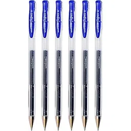 UNI-BALL Signo UM-100 0.7mm Gel Pen | Extremely Quick Drying Ink | Transparent Sleek Body | Smooth Long Lasting Smudge Free Ink | School and Office stationery | Blue Ink, Pack of 6-picture-11