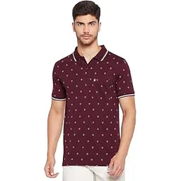 uniberry Men's Cotton Blend Half Sleeve Printed Polo Neck T-Shirt Has A Short Sleeve & Pocket On Chest-ANREMT6-MR_4XL Maroon-picture-34
