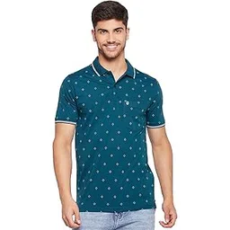uniberry Men's Cotton Blend Half Sleeve Printed Polo Neck T-Shirt Has A Short Sleeve & Pocket On Chest-REMT6-TL_XXL Teal-picture-36