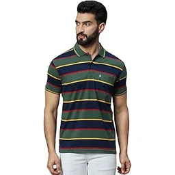 uniberry Men's Cotton Blend Polo Collar Striper T Shirt Has A Short Sleeves & Pocket On Chest-MT3-OMN_L-picture-25