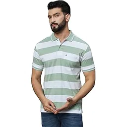 uniberry Men's Cotton Blend Polo Collar Striper T Shirt Has A Short Sleeves & Pocket On Chest-REMT3-LG_XL Light Green-picture-50
