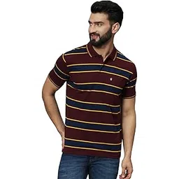 uniberry Men's Cotton Blend Polo Collar Striper T Shirt Has A Short Sleeves & Pocket On Chest-REMT3-MN_5XL Maroon Navy-picture-14