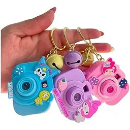 Unicorn Kuromi and My Melody Camera Projector Keychain | Cute Miniature Design with Bell Charm | LED Light Projector Keyring | Random Colour Anime Style Keychain for Kids Girls Bags & Gifts-Pack of 1-picture-46