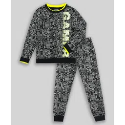 Unicorns Full Sleeves Gamer Printed Co Ord Set - Black-picture-15