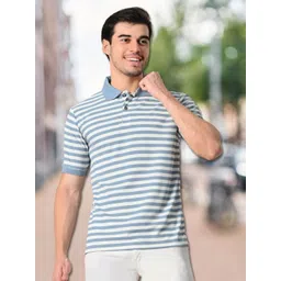 Unicus Apparel Men Striped Polo Collar Pockets T-shirt-picture-32